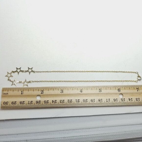 Vintage Five Stars Gold Tone Chain Necklace, Celestial Space Style, Estate - Picture 4 of 6